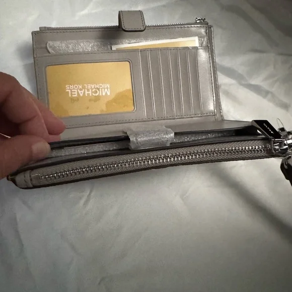 Michael Kors Gray and Cream Tote Bag with Gold Accents - Picture 12 of 13